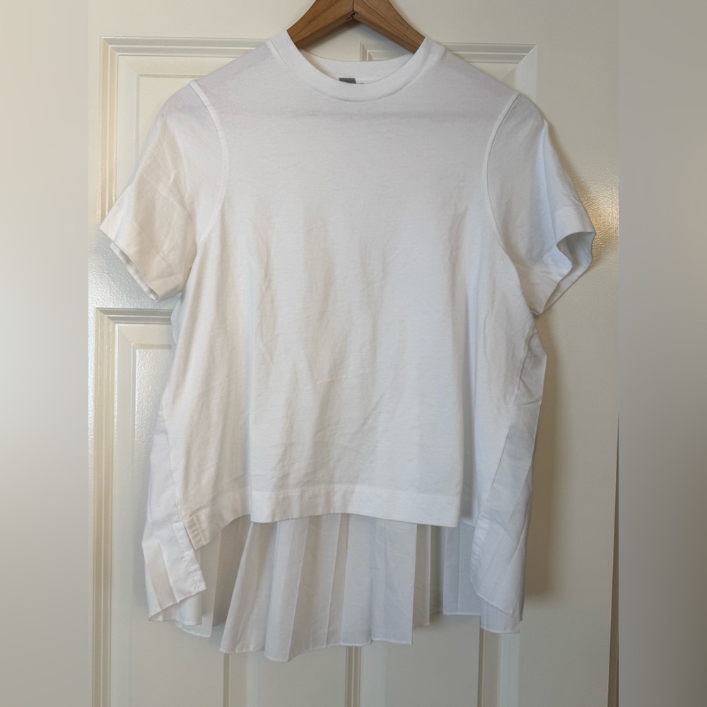 All Saints Pia Hybrid Mix White Tee Shirt Size XS